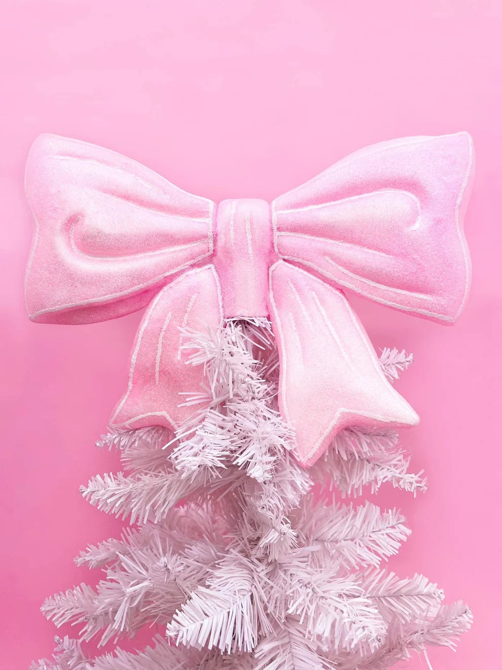 Pink Glitter Bow Christmas Tree Toppper