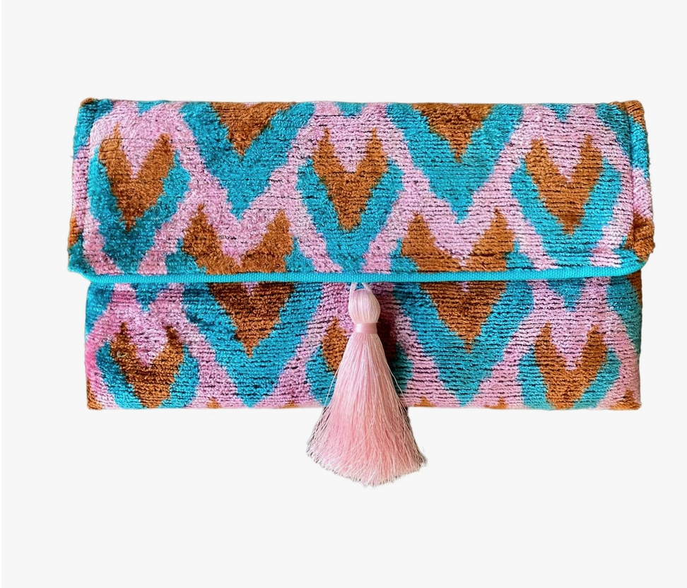 Silk Velvet Ikat Clutch