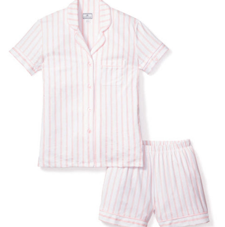 Women's Luxe Pima Cotton Pink Stripe Short Set