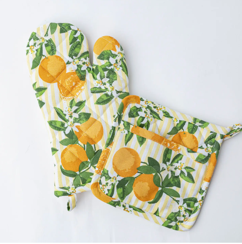 Orange Blossom Oven Mitt Set