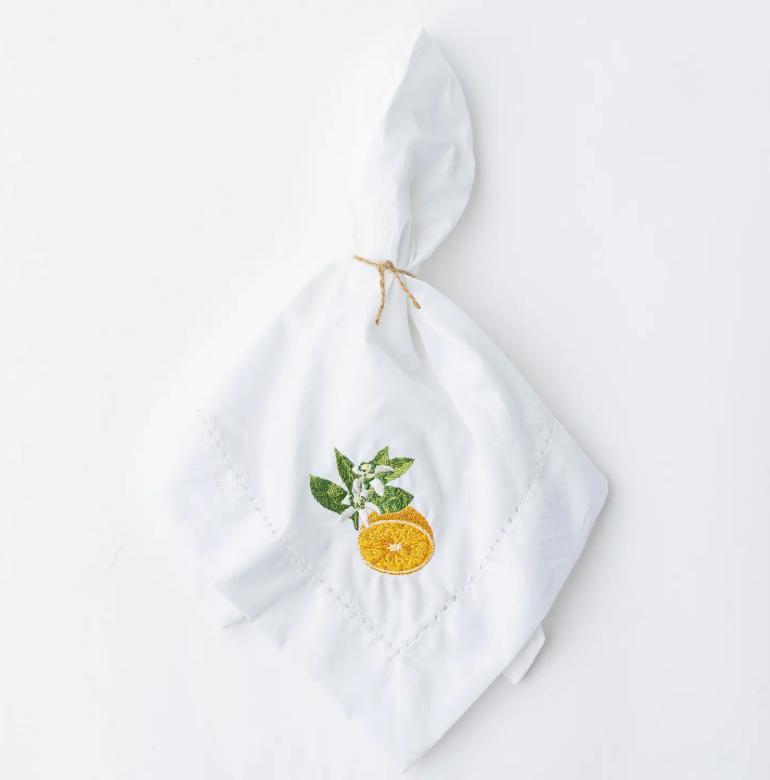 Orange Blossom Embroidered Dinner Napkin