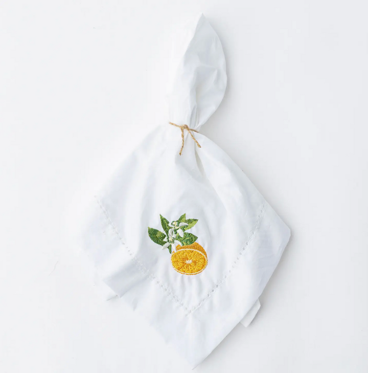 Orange Blossom Embroidered Dinner Napkin