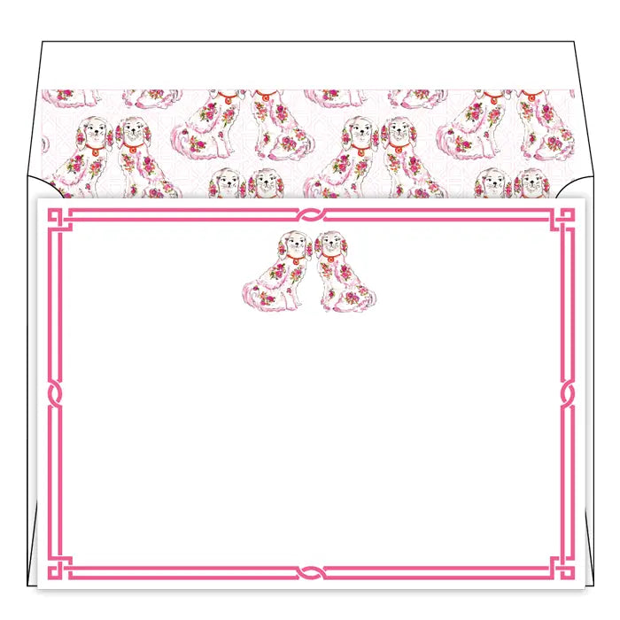 Pink Porcelain Dogs Social Set