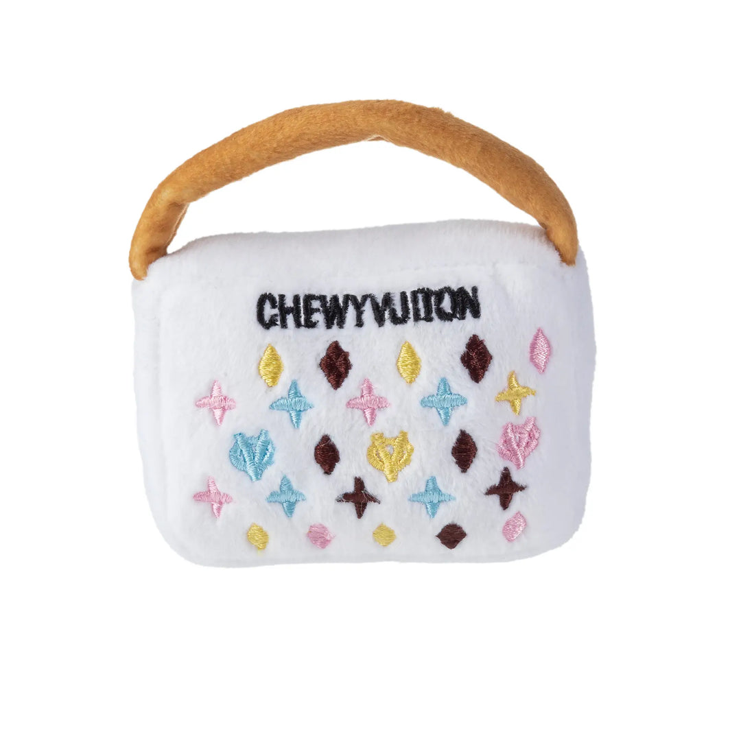 White. Chewy Vuitton Purse Toy- Large