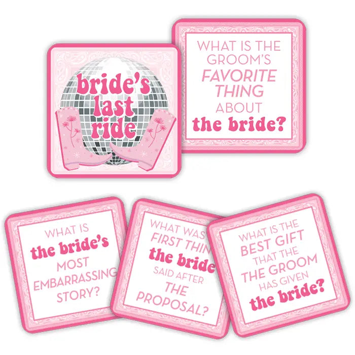 Bride's Last Ride Disco Cowgirl Conversation Coasters