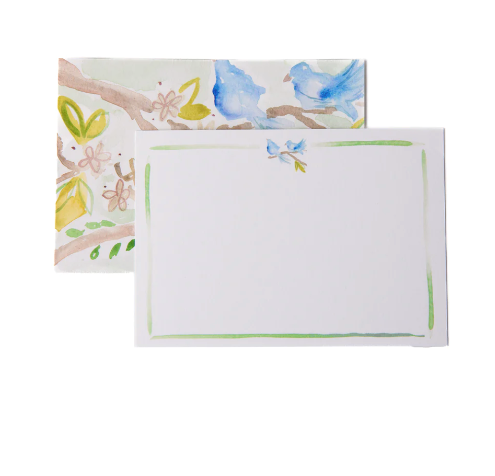 3.5 x 7 Pink Ceramic Dog or Bluebird Notecards set of 8