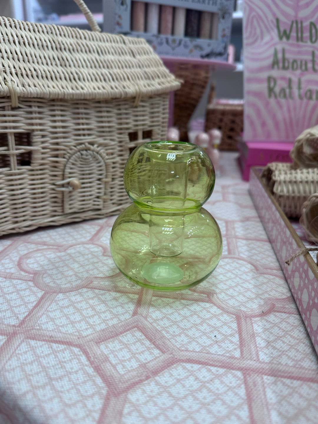 Realm Green Glass Bubble Stacktaper Holder