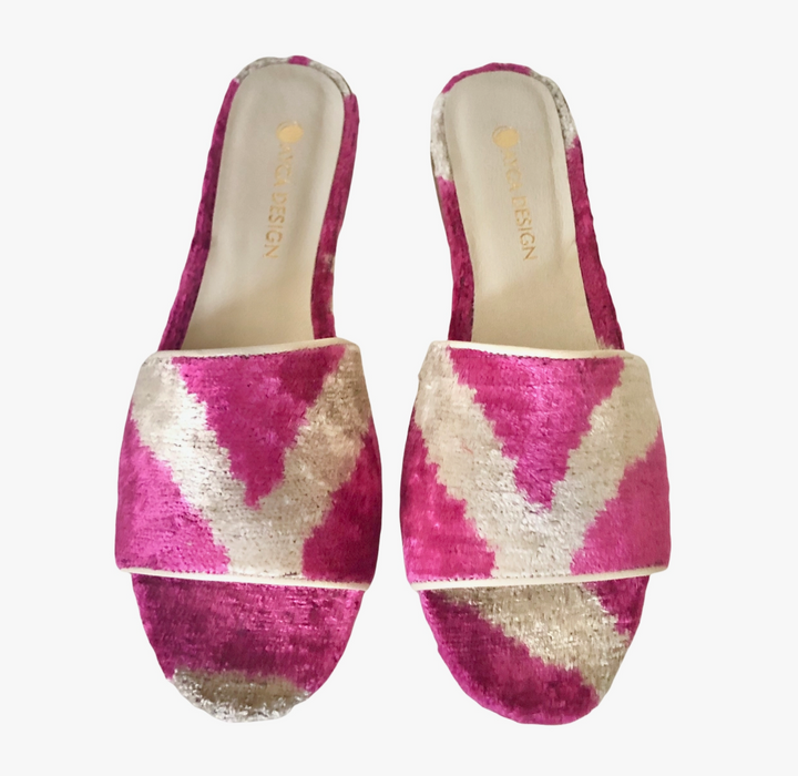 Silk Velvet Ikat Open Toe Slide