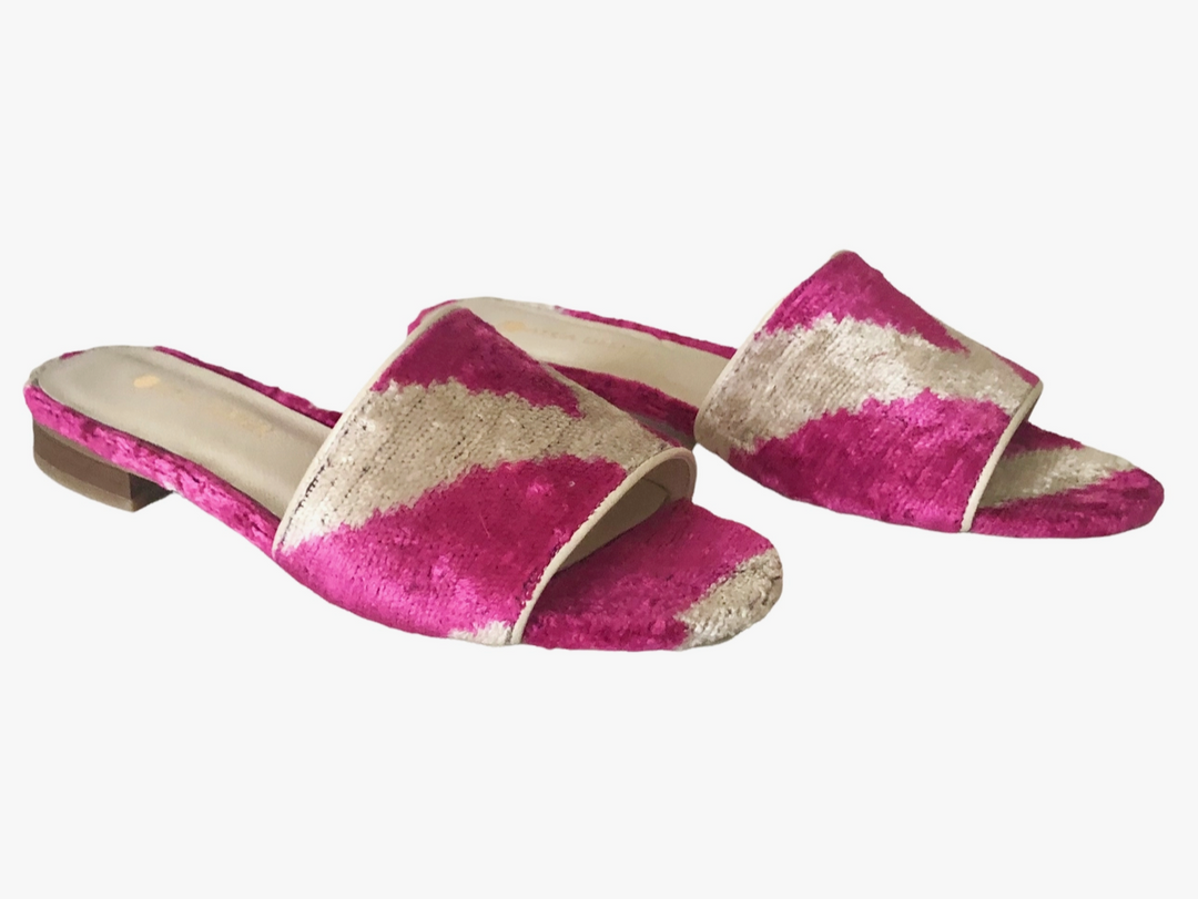 Silk Velvet Ikat Open Toe Slide