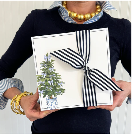 Blue Bows Christmas Tree Slab Notepad