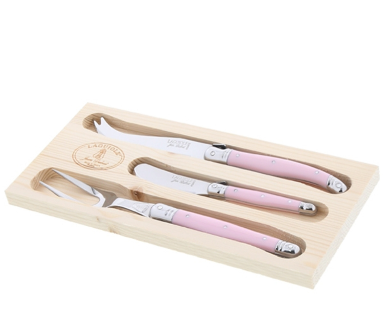 3pc Cheese Set Pink ( Knife/ Fork/ Spreader)