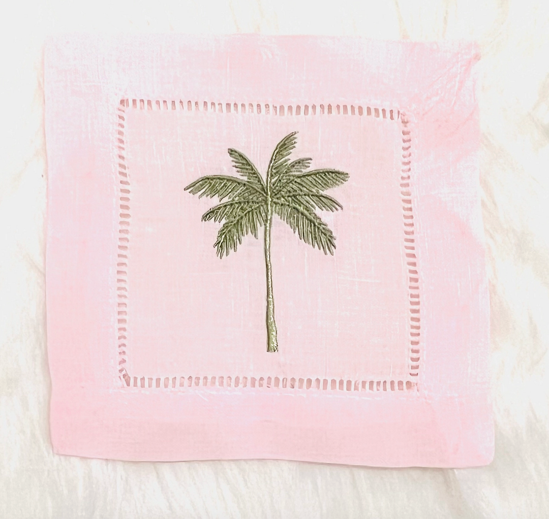 Palm Tree Embroidered Cocktail Napkins