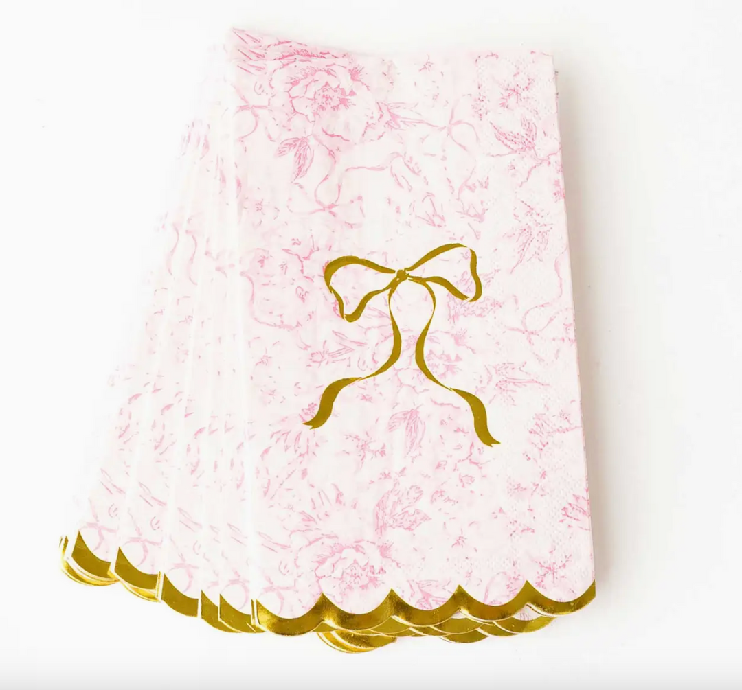 Pink Bow Toile Paper Guest Towel Packs