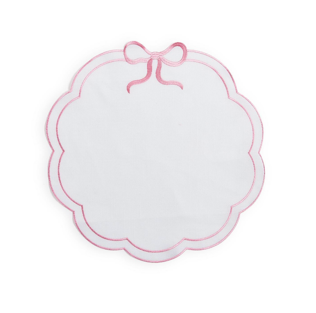 Set of 4 Embroidered Placemats with Scalloped Edge