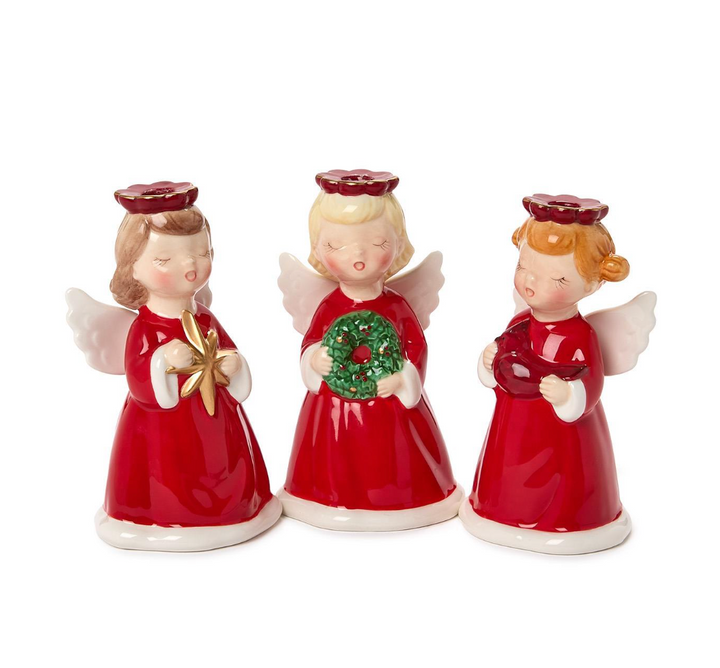 Hand Painted Christmas Angel Candle Holder