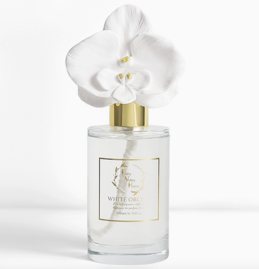 Diffuser Sets Gifts Ceramic Flower - Pretty Valley Home White Orchid