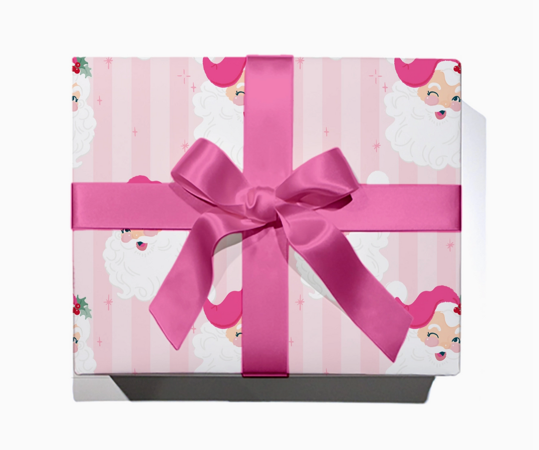 Christmas Pink Retro Santa Wrapping Paper