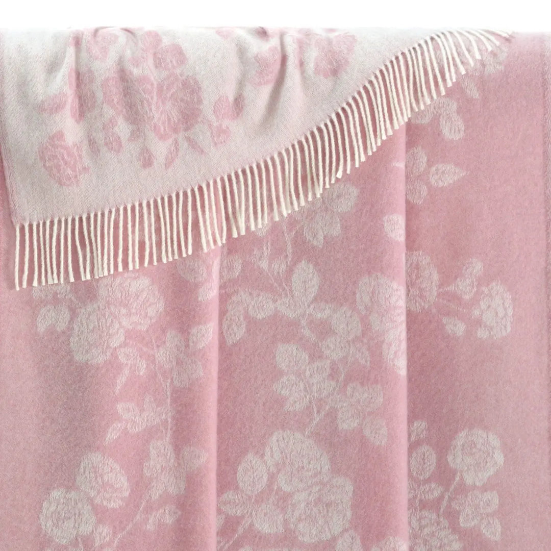 Pink Rose Merino Throw Pillow