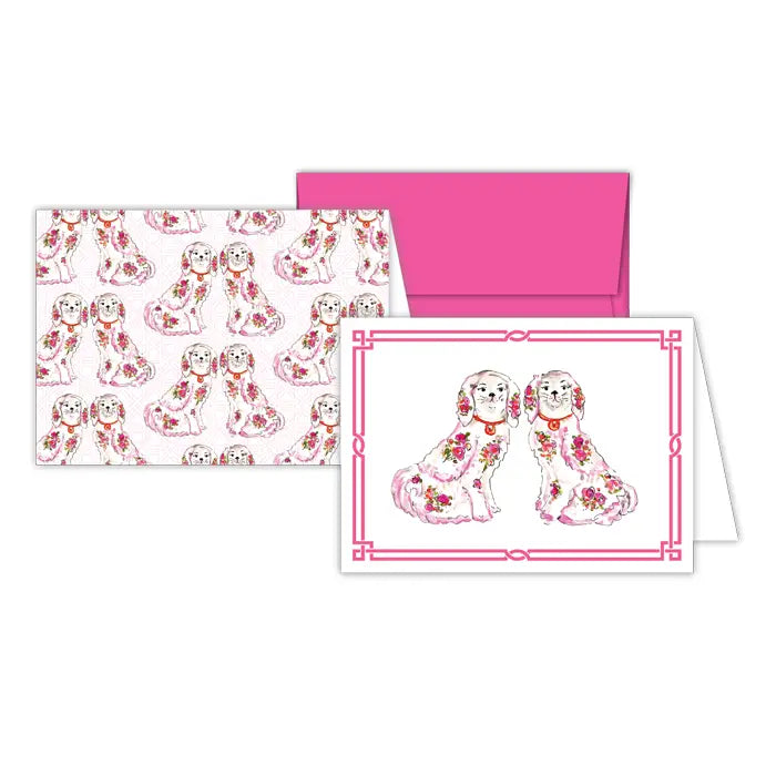 Pink Porcelain Dogs Stationery Notes