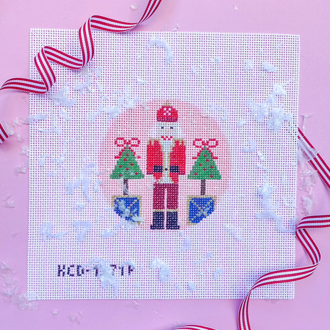 Pink Santa Nutcracker Needlepoint