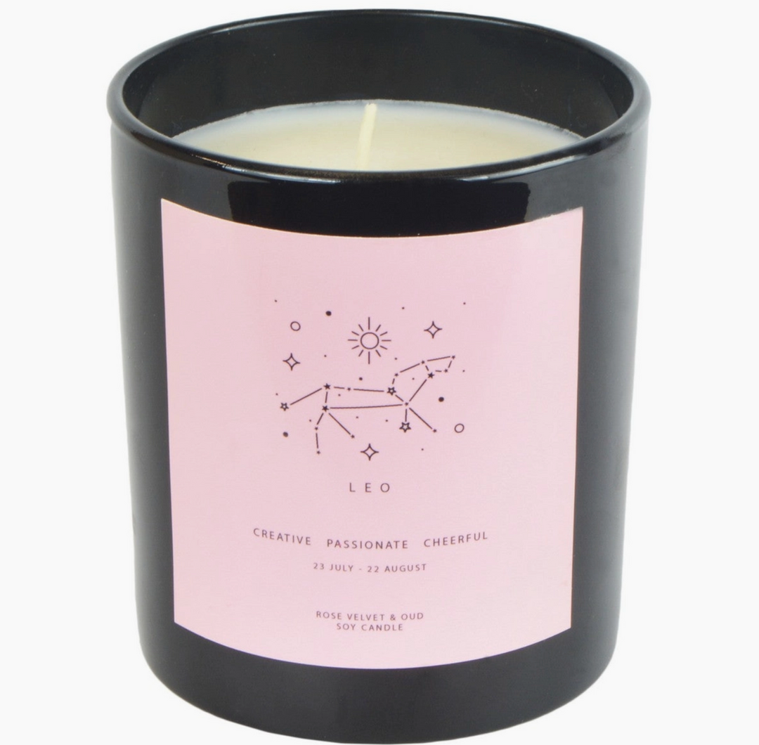 Rose Velvet & Oud Black & Pink Zodiac Description Candle