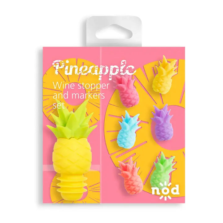 Glass Markers & Bottle Stopper Set- Pineapple